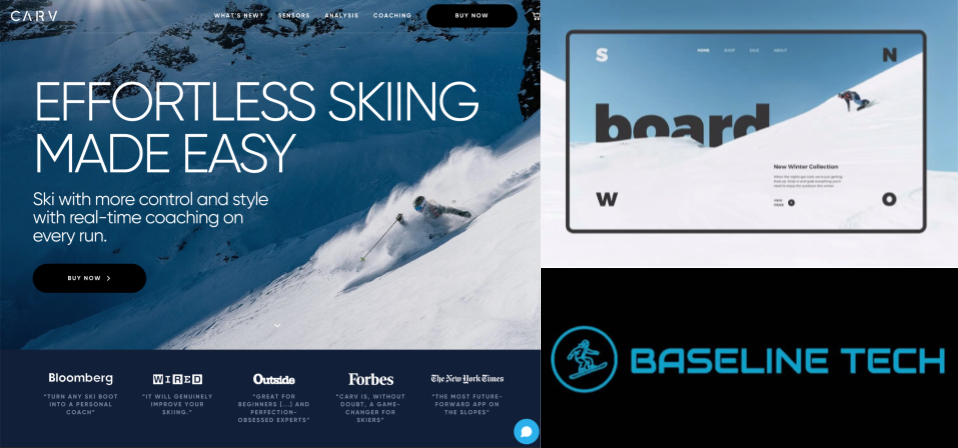 Competitor inspiration including Carv and other snow brands