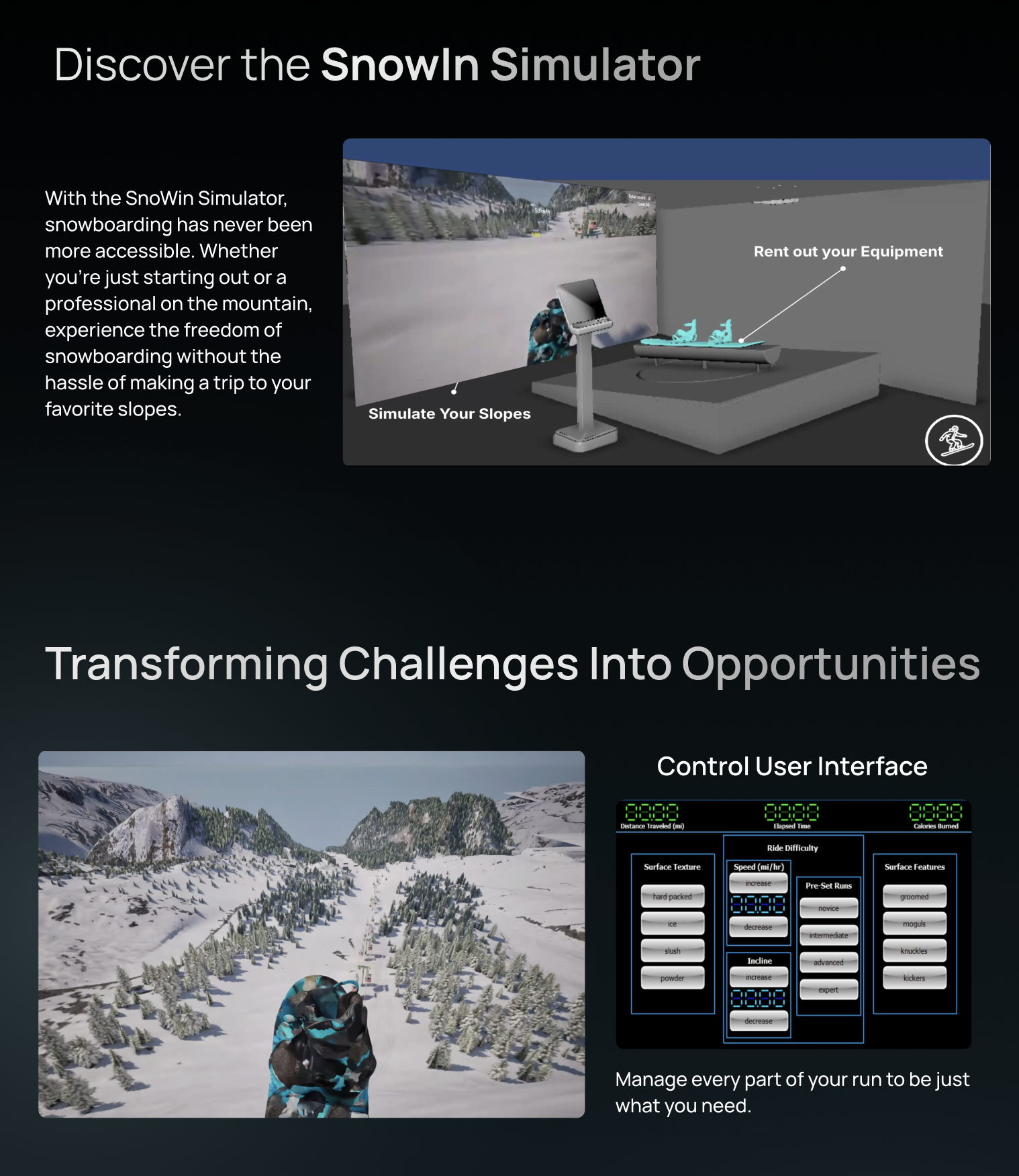XR simulator page with in-sim experience