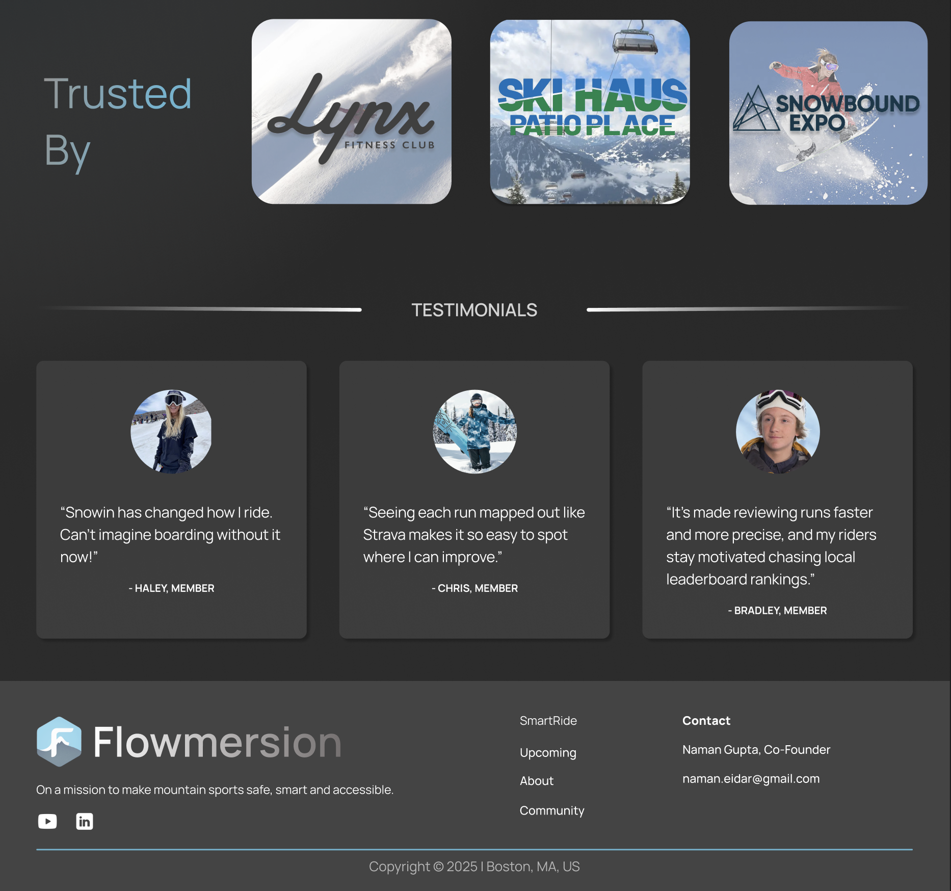 Trusted by and testimonial section