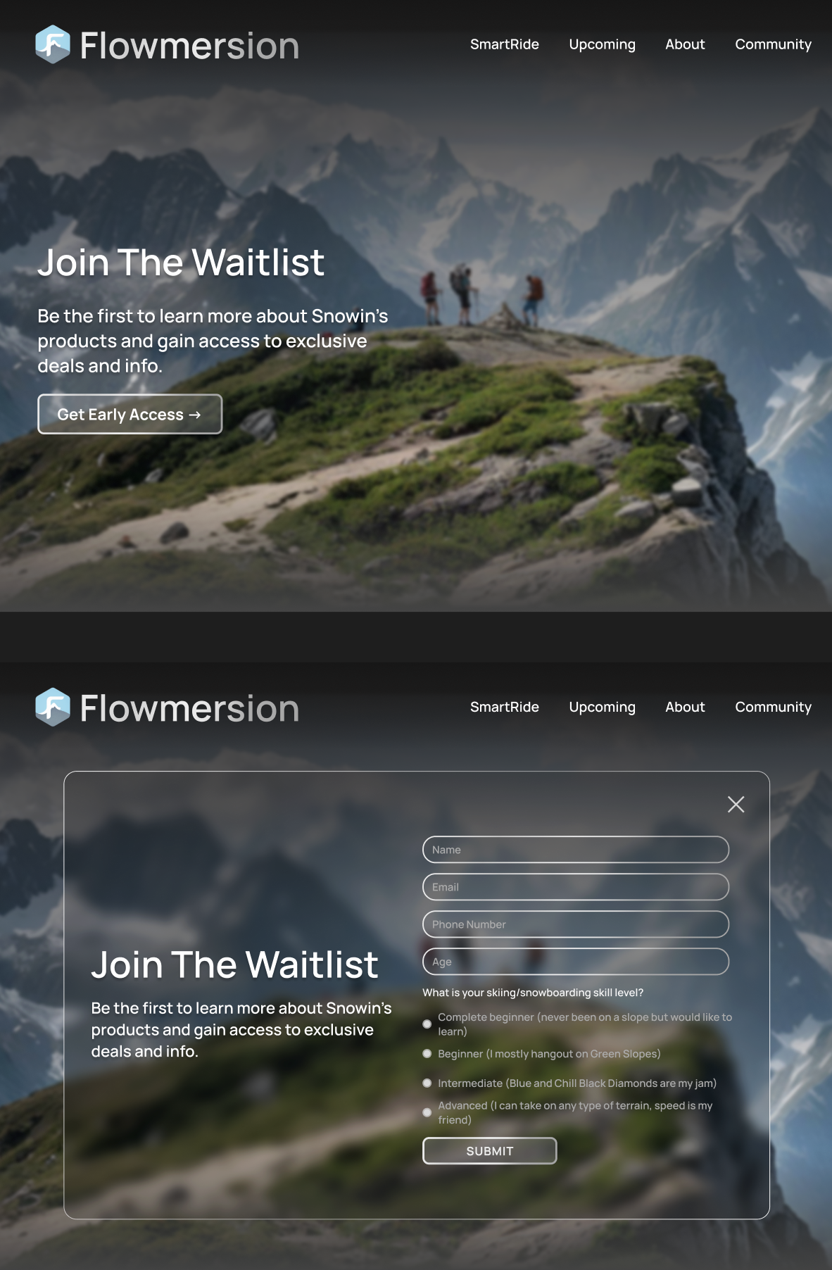 Waitlist hero and form overlay